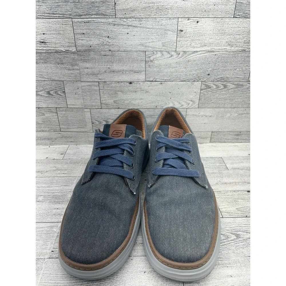 Men's Size‎ 10 Skechers Moreno Ederson 65981 Navy Blue Canvas Oxford Shoes